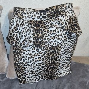 Forever 21 cheetah print peplum ruffle mini skirt xs
